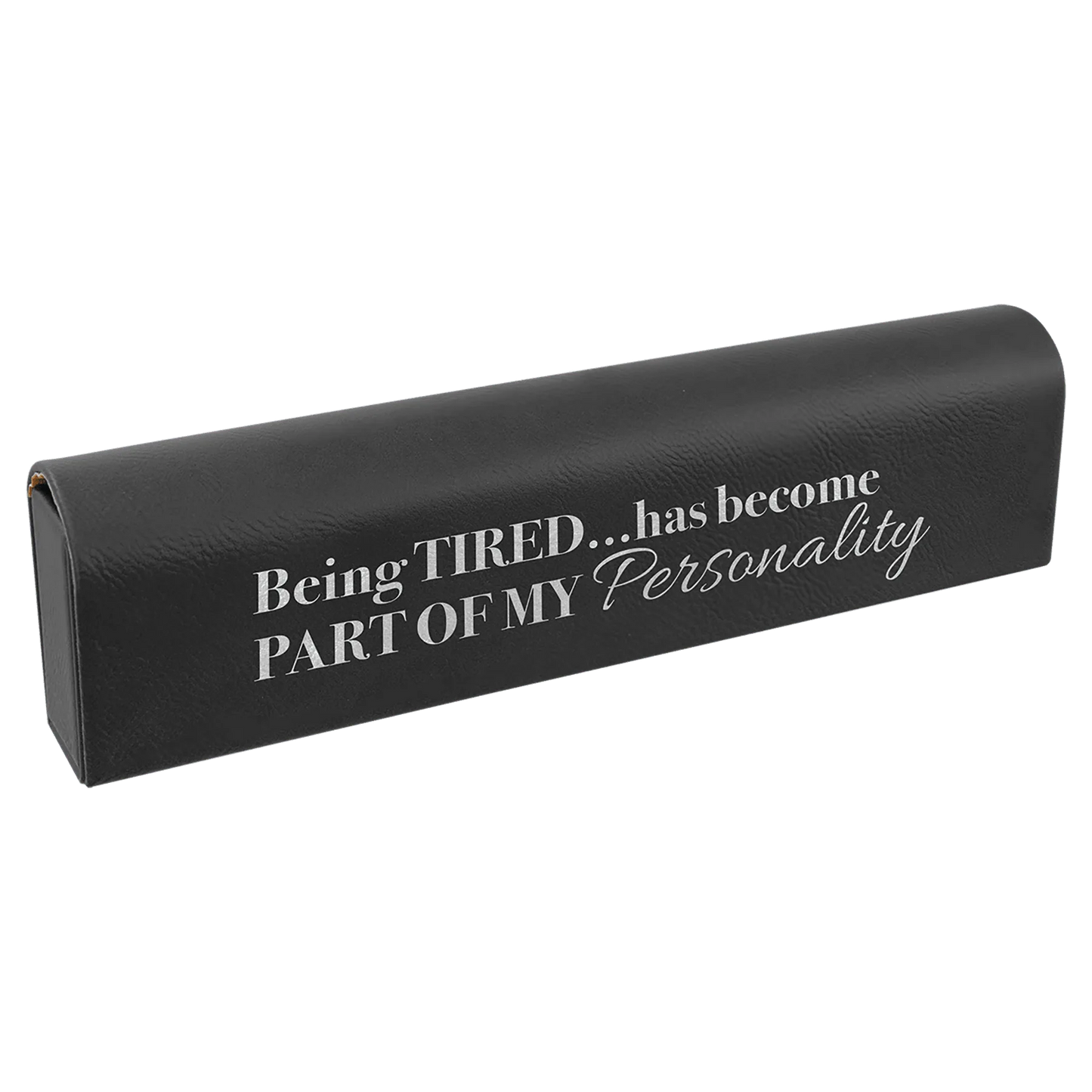 9.75" × 2.5" Black/Silver Pill Box (leatherette) — custom laser engraved — ECHIPMUNK