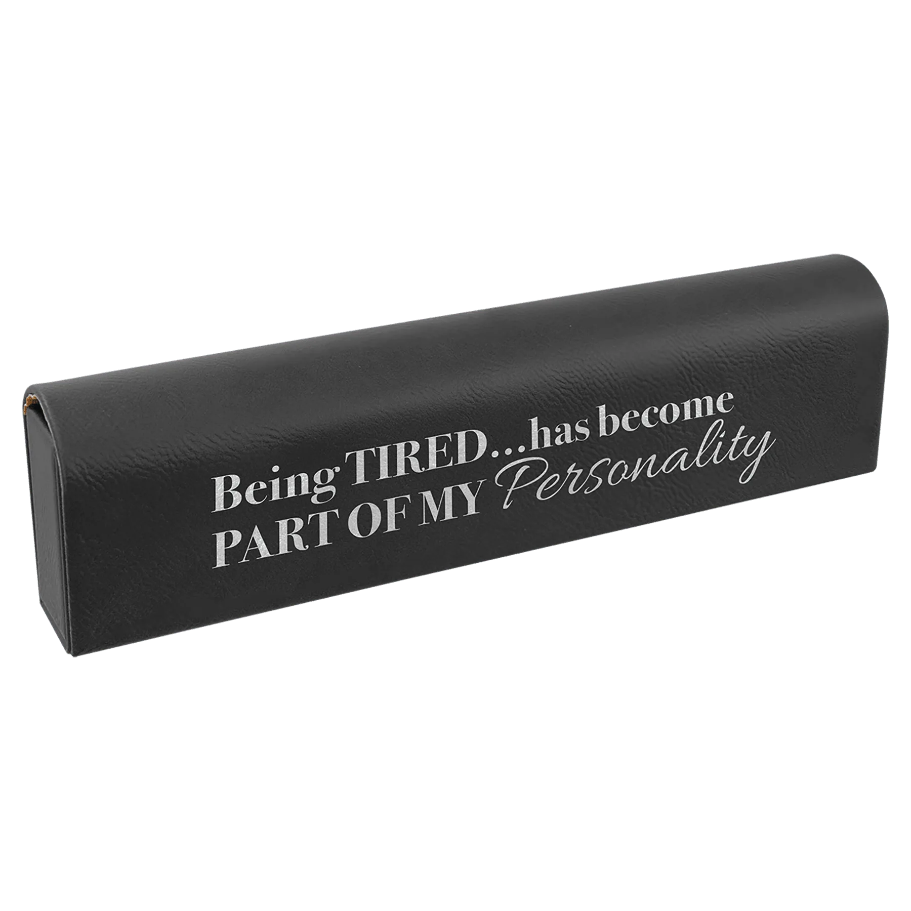 9.75" × 2.5" Black/Silver Pill Box (leatherette) — custom laser engraved — ECHIPMUNK