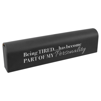 9.75" × 2.5" Black/Silver Pill Box (leatherette) — custom laser engraved — ECHIPMUNK