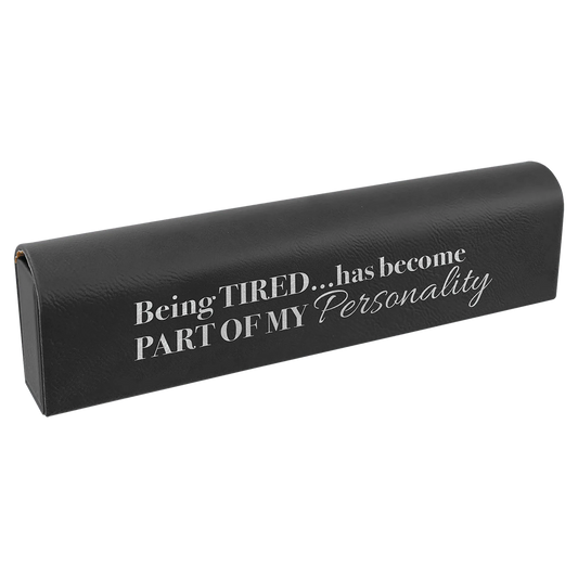 9.75" × 2.5" Black/Silver Pill Box (leatherette) — custom laser engraved — ECHIPMUNK