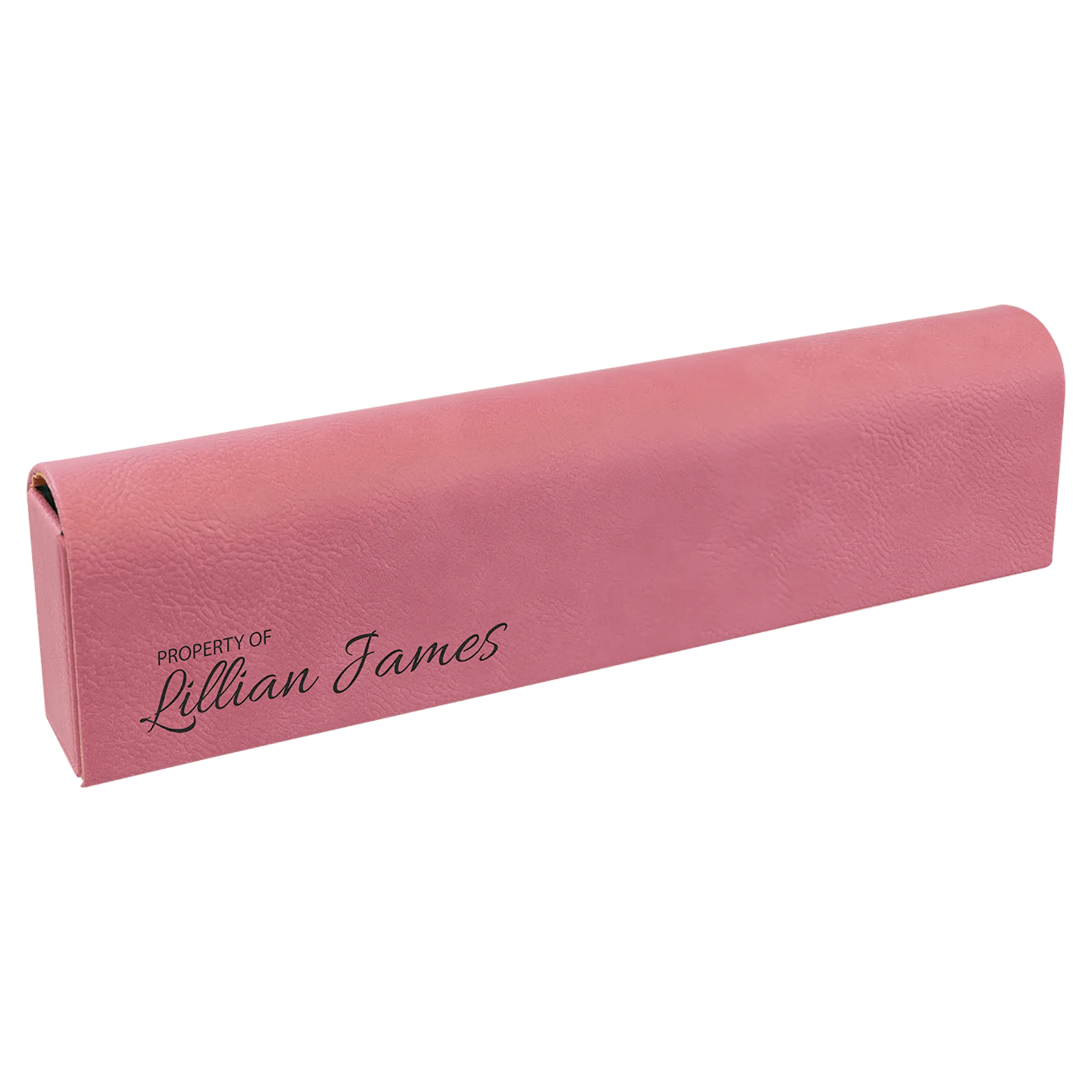 9.75" × 2.5" Pink Pill Box (leatherette) — custom laser engraved — ECHIPMUNK