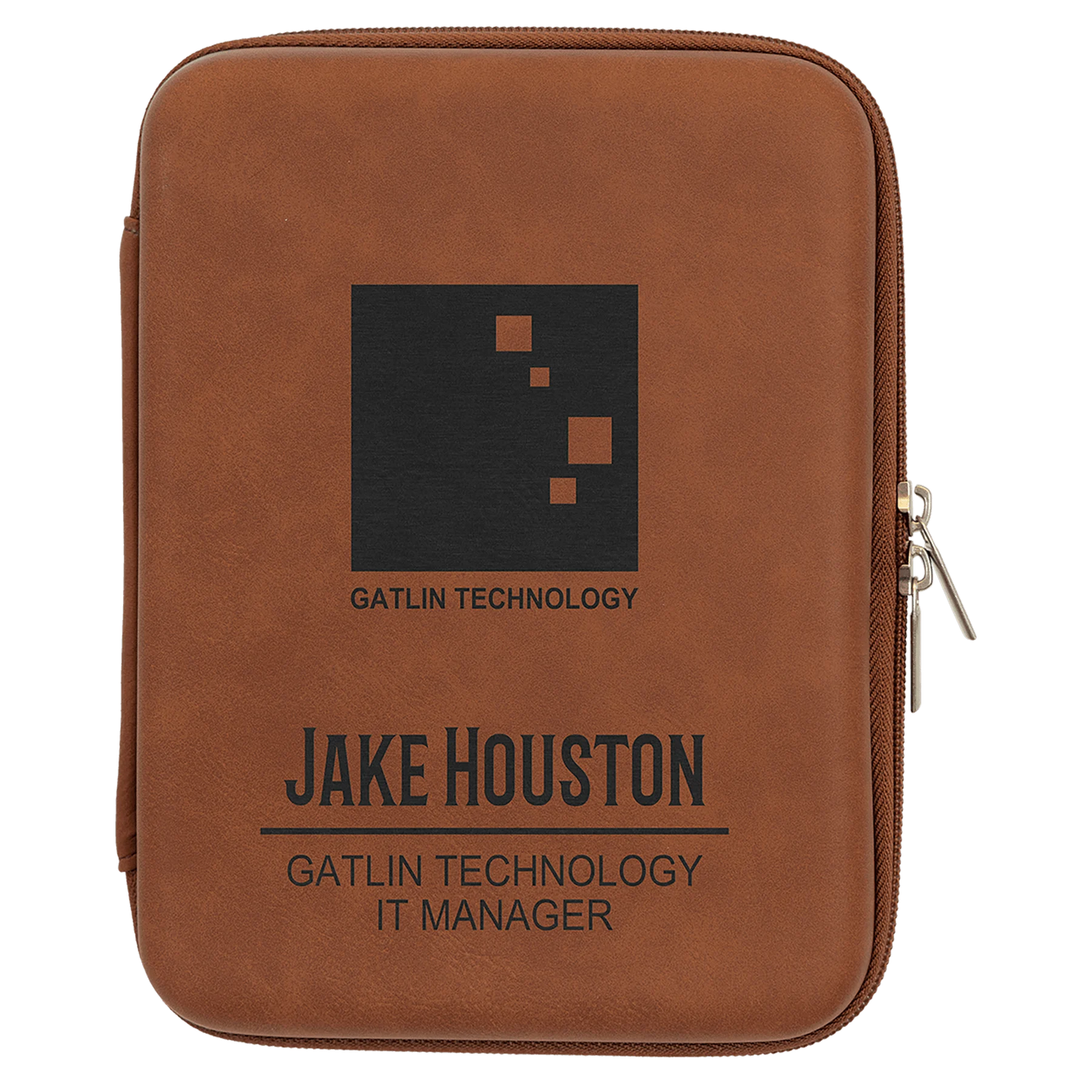 8.5" × 6" x 1.75" Rawhide Cord Case (leatherette) — custom laser engraved — ECHIPMUNK