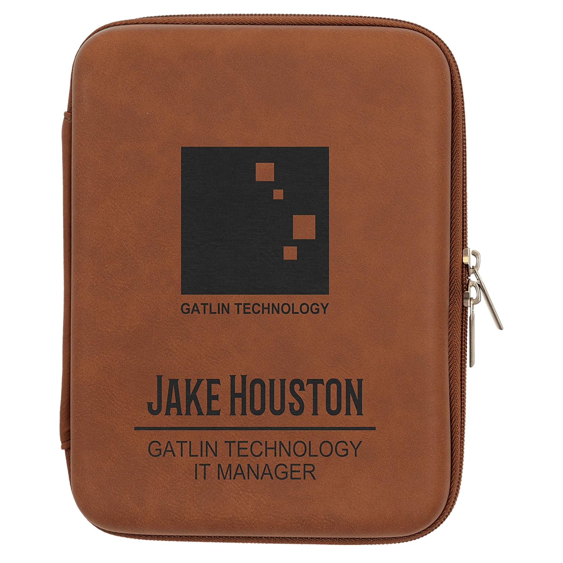 8.5" × 6" x 1.75" Rawhide Cord Case (leatherette) — custom laser engraved — ECHIPMUNK