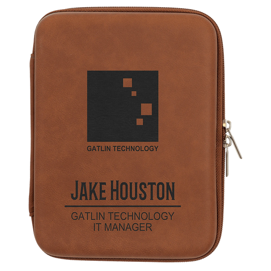 8.5" × 6" x 1.75" Rawhide Cord Case (leatherette) — custom laser engraved — ECHIPMUNK