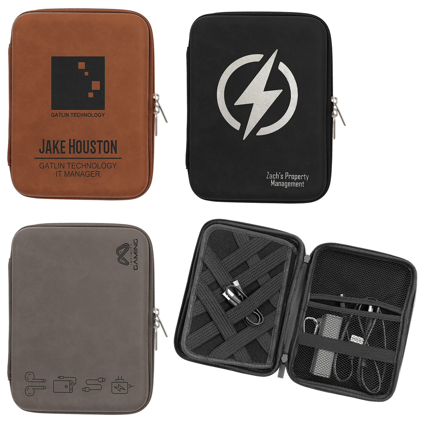 8.5" × 6" x 1.75" Cord Case (leatherette) — custom laser engraved — ECHIPMUNK