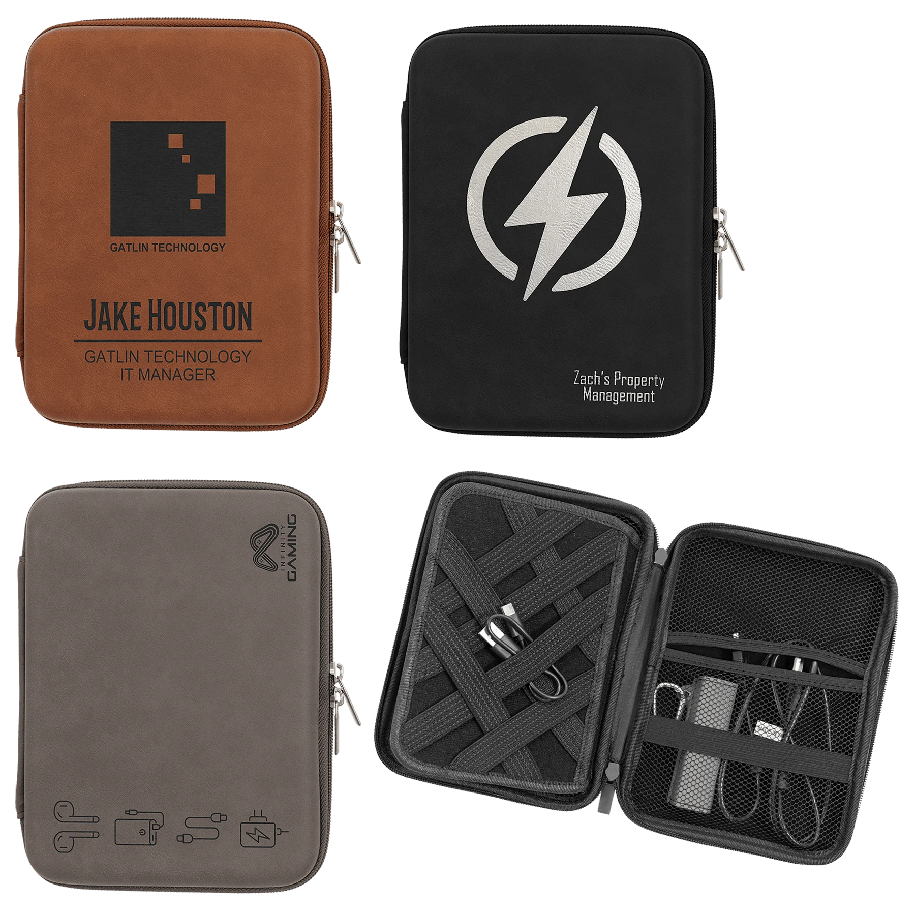 8.5" × 6" x 1.75" Cord Case (leatherette) — custom laser engraved — ECHIPMUNK