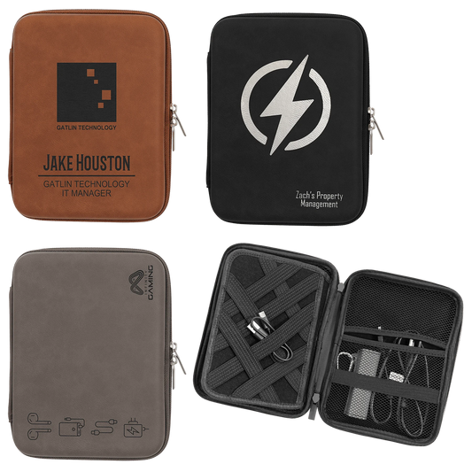 8.5" × 6" x 1.75" Cord Case (leatherette) — custom laser engraved — ECHIPMUNK