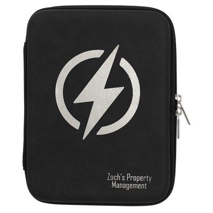 8.5" × 6" x 1.75" Black/Silver Cord Case (leatherette) — custom laser engraved — ECHIPMUNK