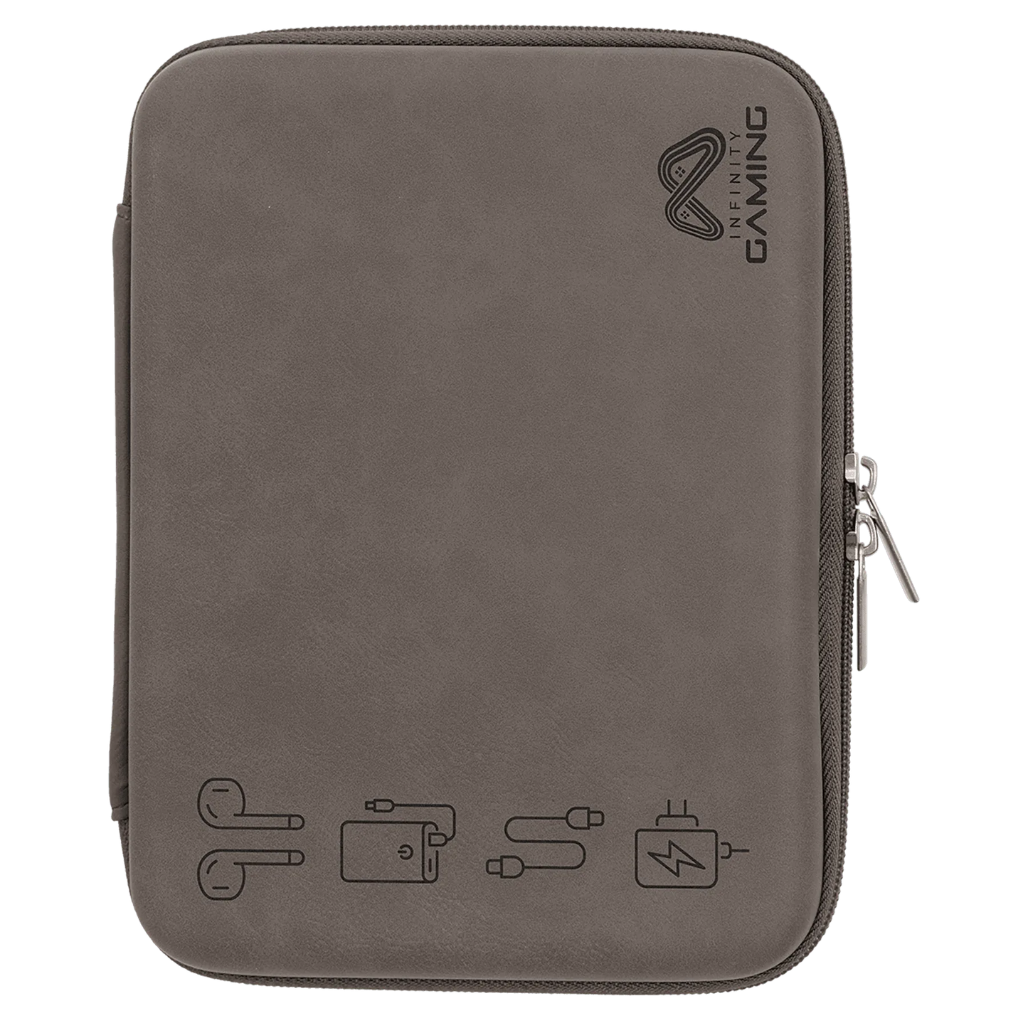 8.5" × 6" x 1.75" Gray Cord Case (leatherette) — custom laser engraved — ECHIPMUNK