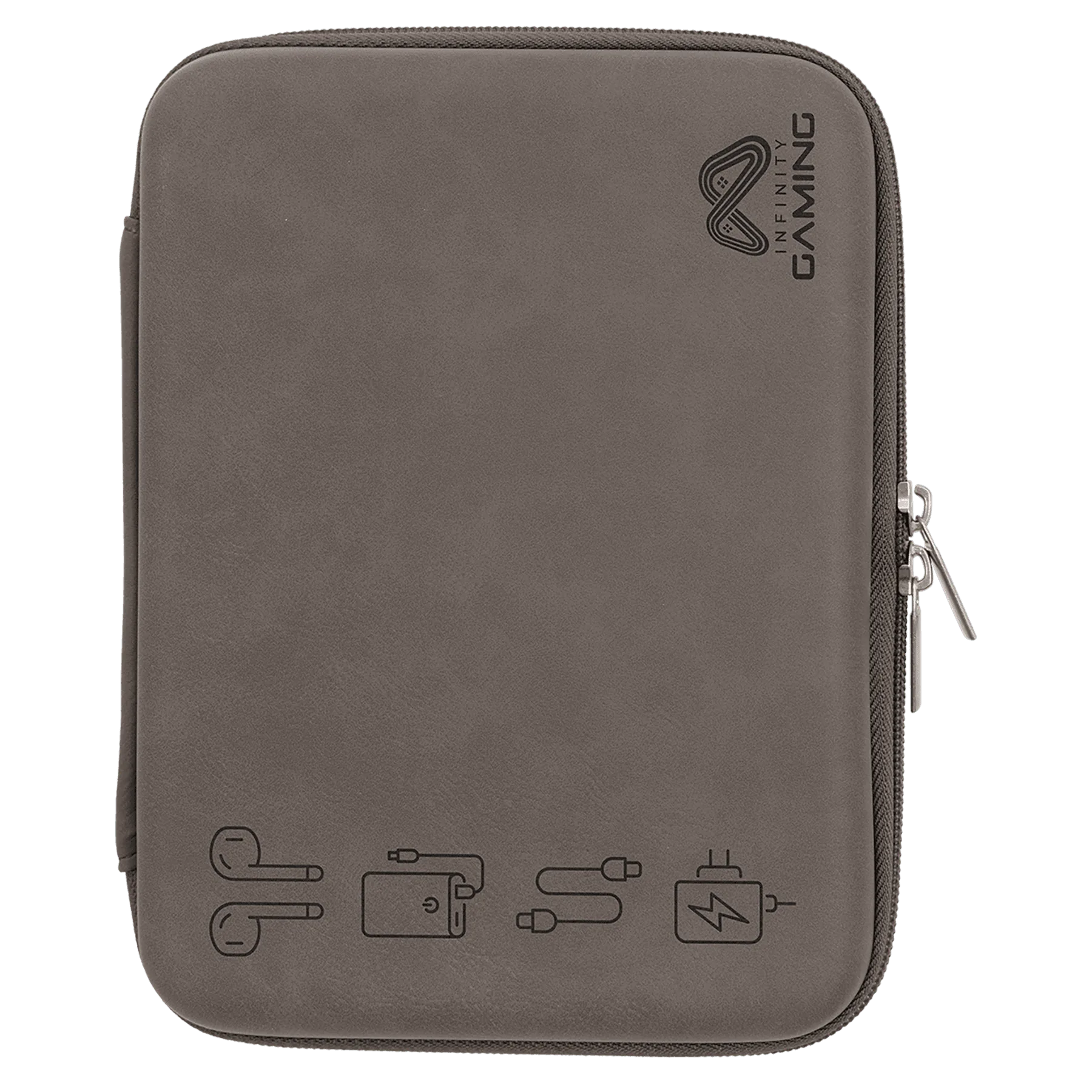 8.5" × 6" x 1.75" Gray Cord Case (leatherette) — custom laser engraved — ECHIPMUNK
