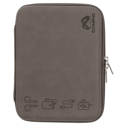 8.5" × 6" x 1.75" Gray Cord Case (leatherette) — custom laser engraved — ECHIPMUNK