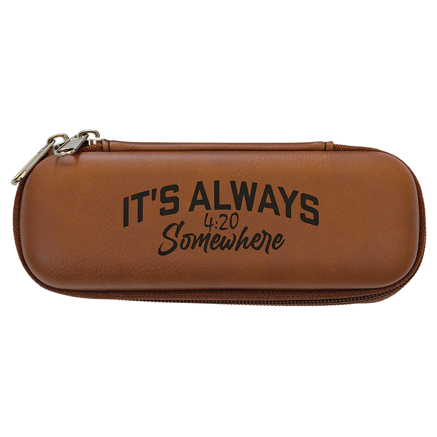 7" × 2.5" × 1.75" Rawhide Smoke Case (leatherette) — custom laser engraved — ECHIPMUNK