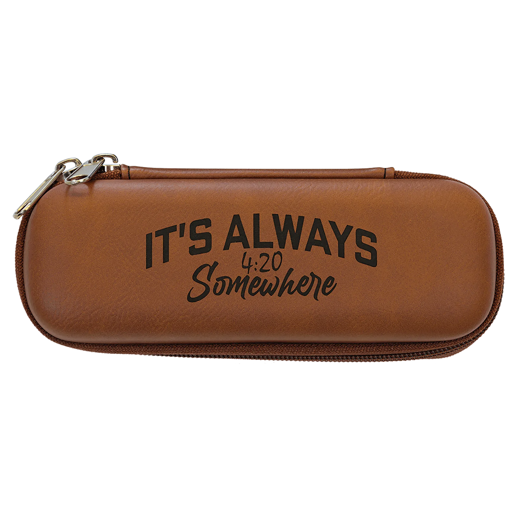 7" × 2.5" × 1.75" Rawhide Smoke Case (leatherette) — custom laser engraved — ECHIPMUNK
