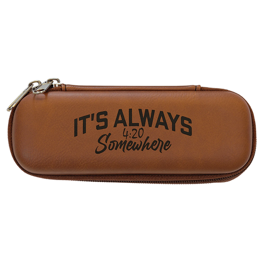 7" × 2.5" × 1.75" Rawhide Smoke Case (leatherette) — custom laser engraved — ECHIPMUNK