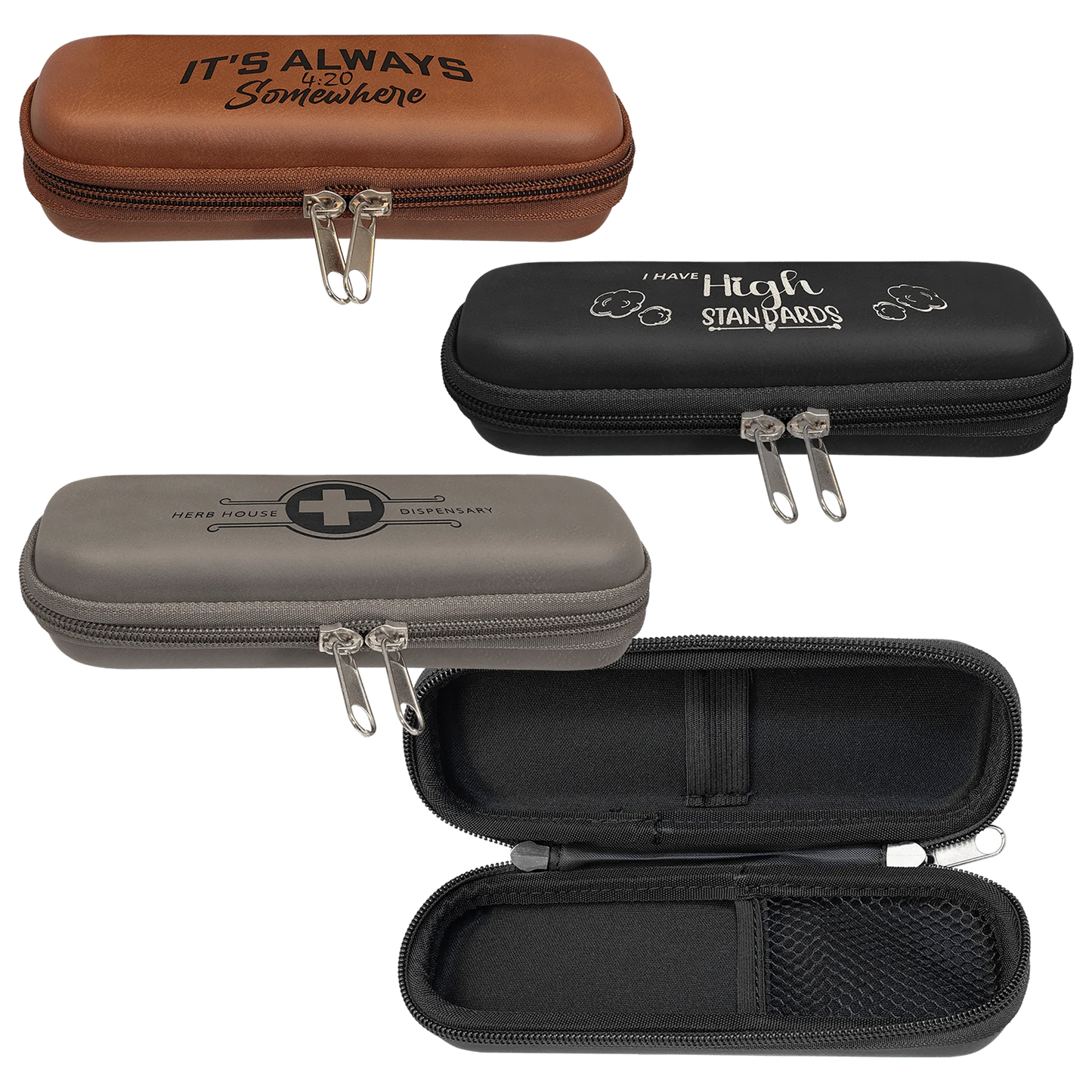 7" × 2.5" × 1.75" Smoke Case (leatherette) — custom laser engraved — ECHIPMUNK