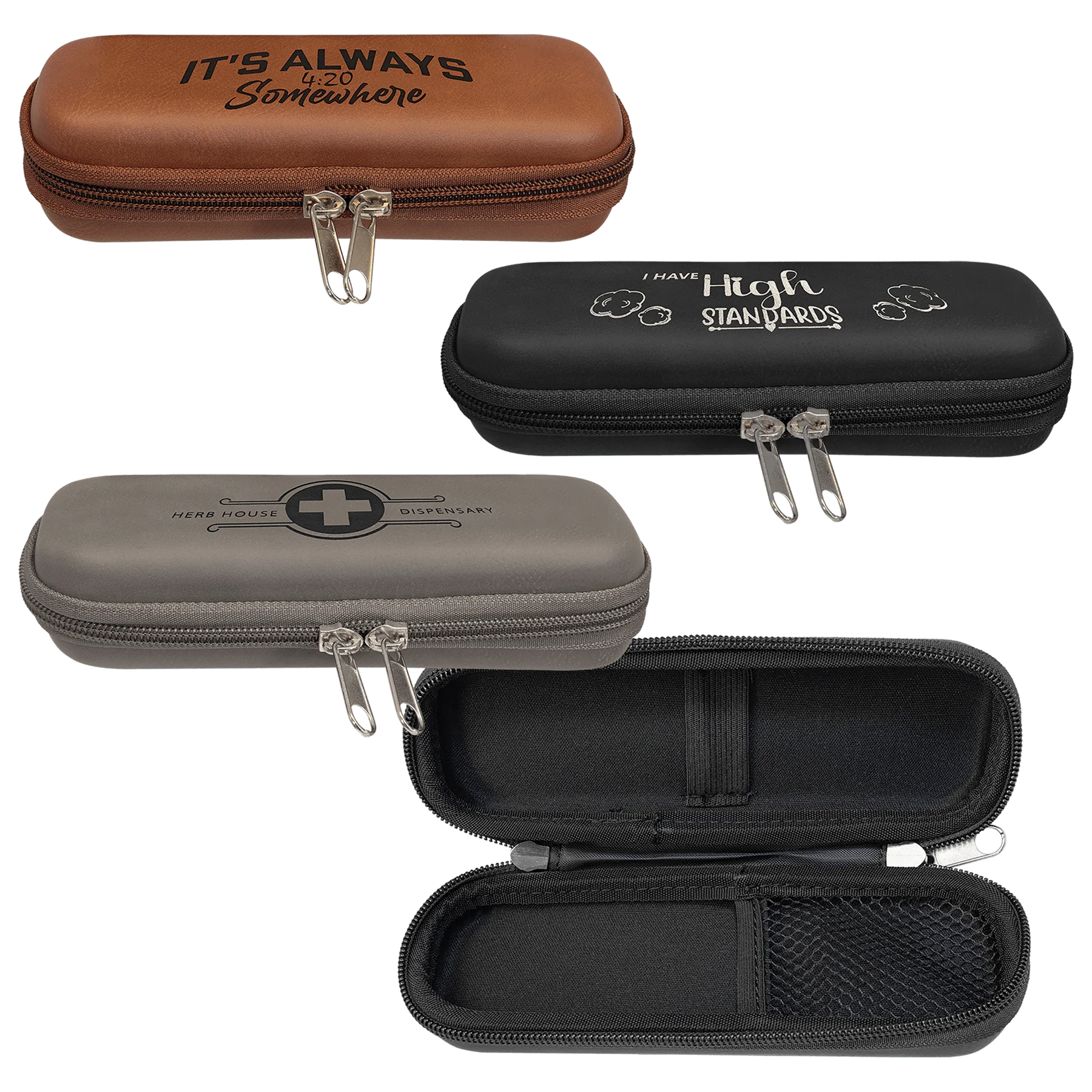 7" × 2.5" × 1.75" Smoke Case (leatherette) — custom laser engraved — ECHIPMUNK