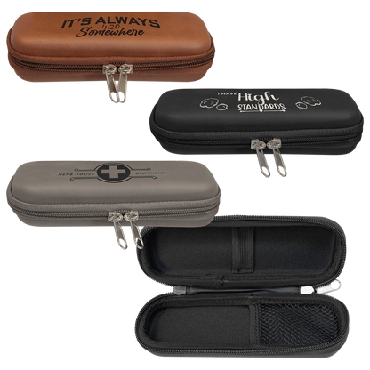 7" × 2.5" × 1.75" Smoke Case (leatherette) — custom laser engraved — ECHIPMUNK