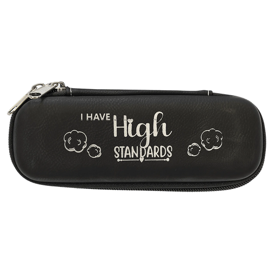 7" × 2.5" × 1.75" Black/Silver Smoke Case (leatherette) — custom laser engraved — ECHIPMUNK
