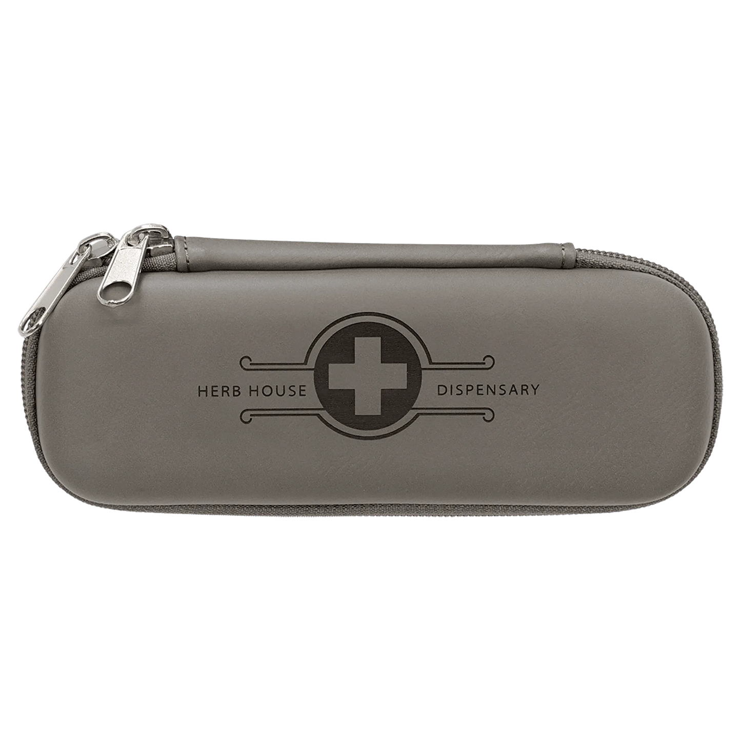 7" × 2.5" × 1.75" Gray Smoke Case (leatherette) — custom laser engraved — ECHIPMUNK