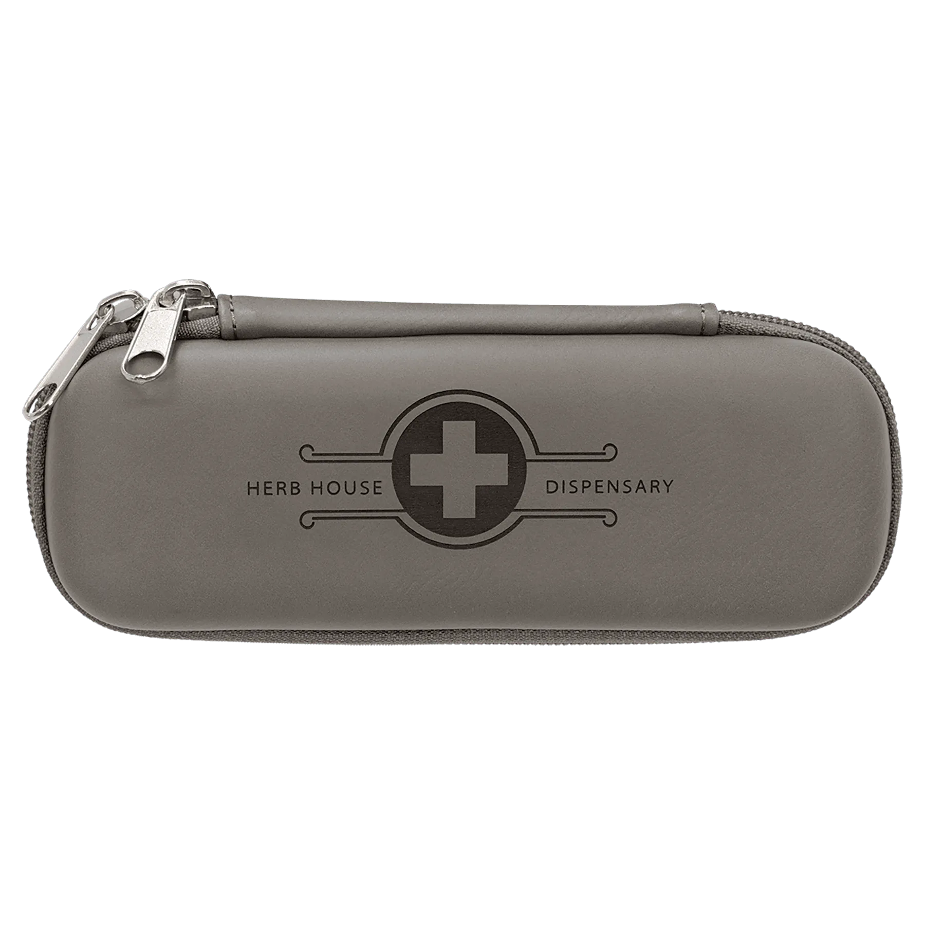 7" × 2.5" × 1.75" Gray Smoke Case (leatherette) — custom laser engraved — ECHIPMUNK