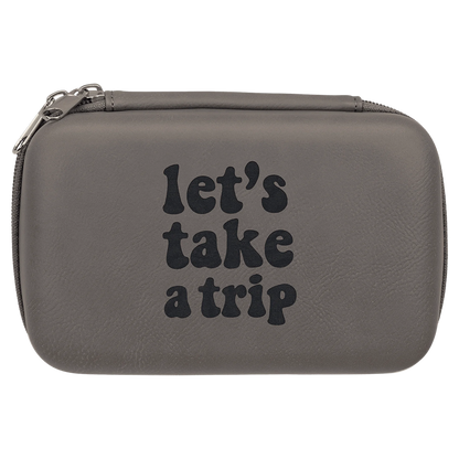 7" × 4" x 2.5" Gray Smoke Case (leatherette) — custom laser engraved — ECHIPMUNK