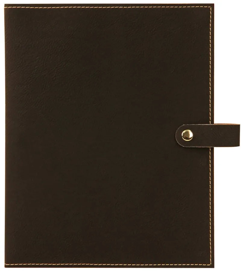 6.5" × 8.75" Black/Gold Book/Bible Cover with Snap Closure (faux leather) — custom laser engraved — ECHIPMUNK