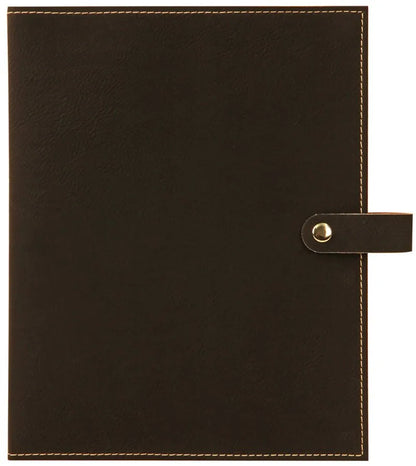 6.5" × 8.75" Black/Gold Book/Bible Cover with Snap Closure (faux leather) — custom laser engraved — ECHIPMUNK
