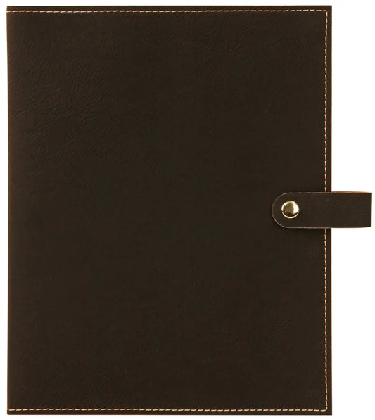 6.5" × 8.75" Black/Gold Book/Bible Cover with Snap Closure (faux leather) — custom laser engraved — ECHIPMUNK