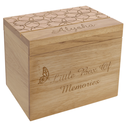 Keepsake Wood Box (rubber wood) — custom laser engraved — ECHIPMUNK