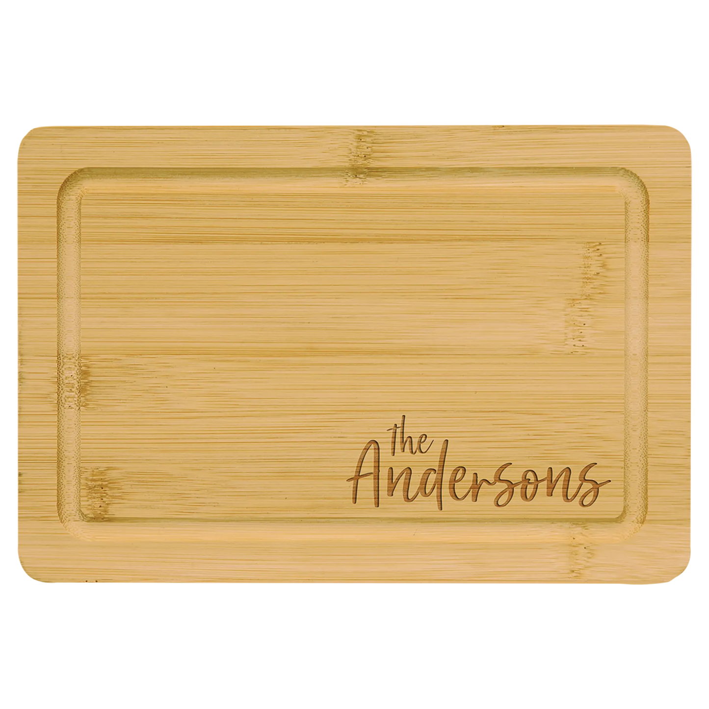 9" × 6" Bamboo Cutting Board with Drip Ring (bamboo) — custom laser engraved — ECHIPMUNK