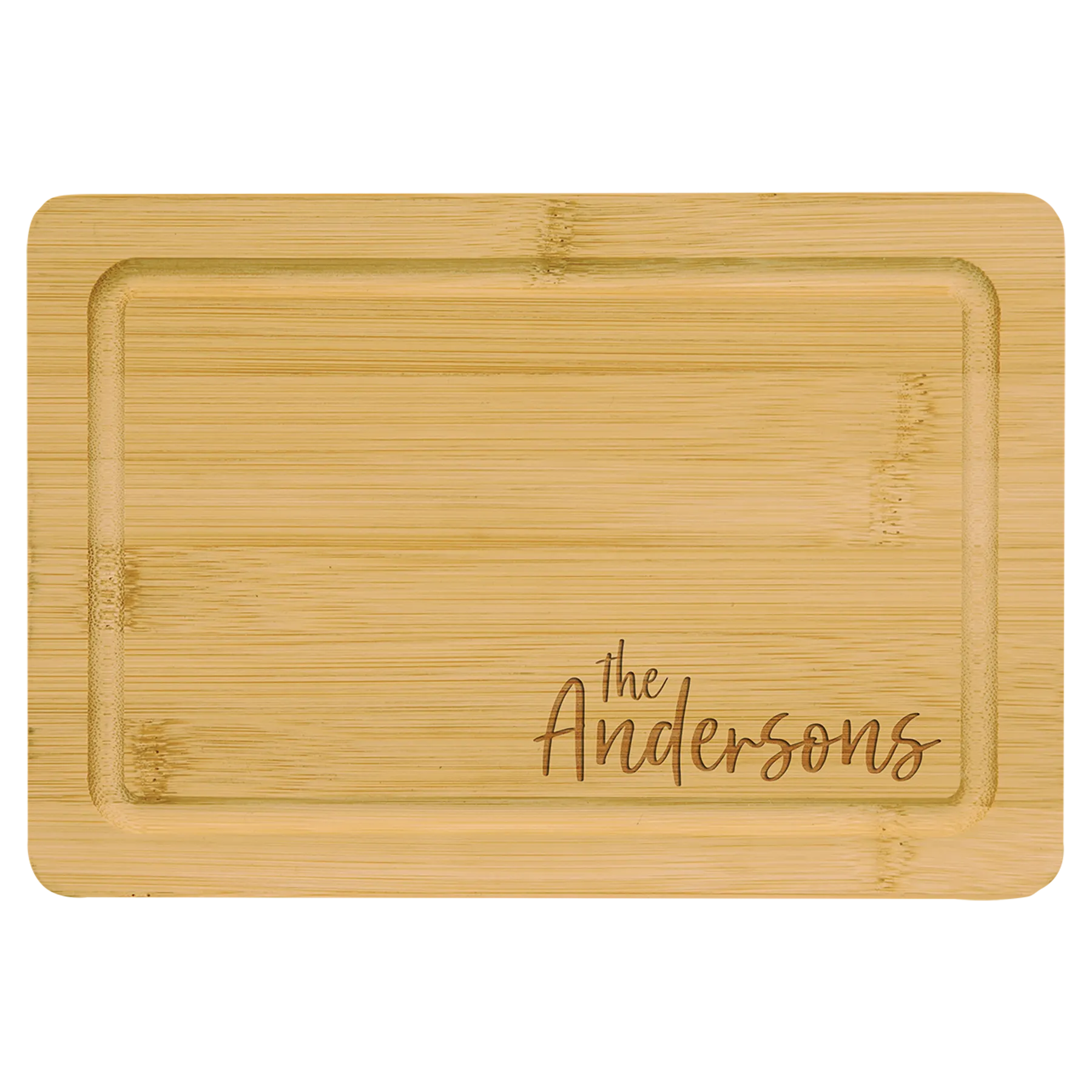9" × 6" Bamboo Cutting Board with Drip Ring (bamboo) — custom laser engraved — ECHIPMUNK