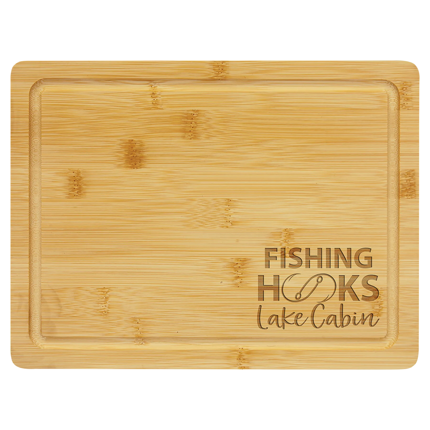 11.5" × 8.75" Bamboo Cutting Board with Drip Ring (bamboo) — custom laser engraved — ECHIPMUNK
