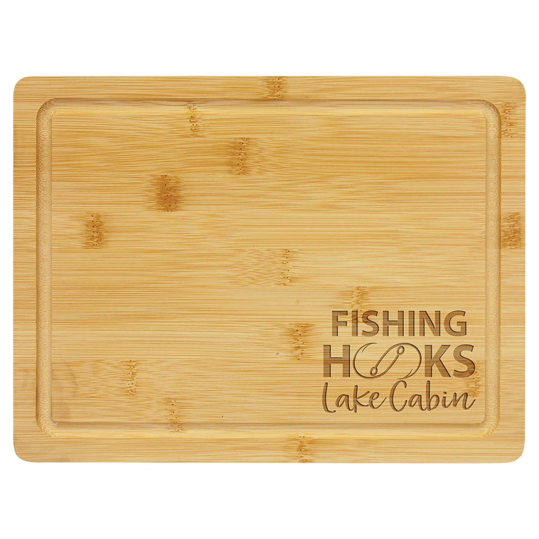 11.5" × 8.75" Bamboo Cutting Board with Drip Ring (bamboo) — custom laser engraved — ECHIPMUNK