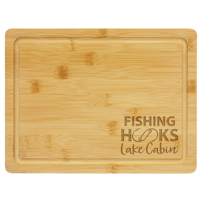 11.5" × 8.75" Bamboo Cutting Board with Drip Ring (bamboo) — custom laser engraved — ECHIPMUNK