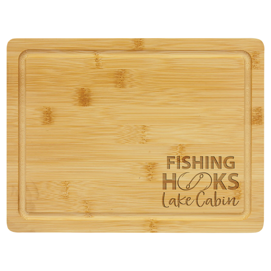 11.5" × 8.75" Bamboo Cutting Board with Drip Ring (bamboo) — custom laser engraved — ECHIPMUNK