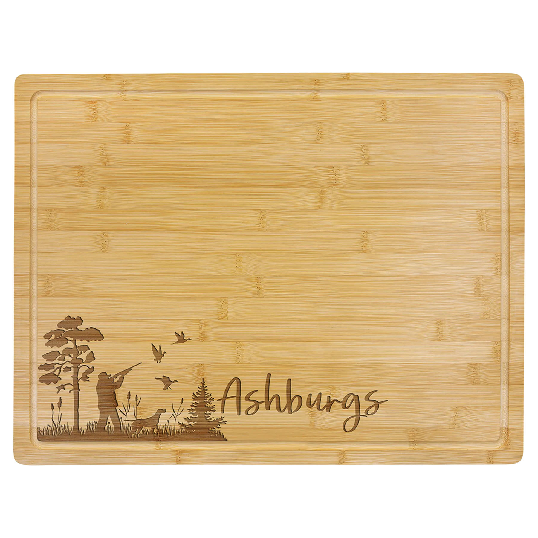19.75" × 15" Bamboo Cutting Board with Drip Ring (bamboo) — custom laser engraved — ECHIPMUNK