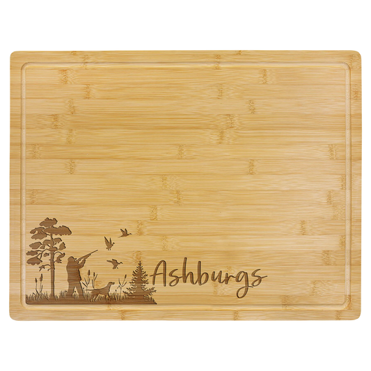 19.75" × 15" Bamboo Cutting Board with Drip Ring (bamboo) — custom laser engraved — ECHIPMUNK