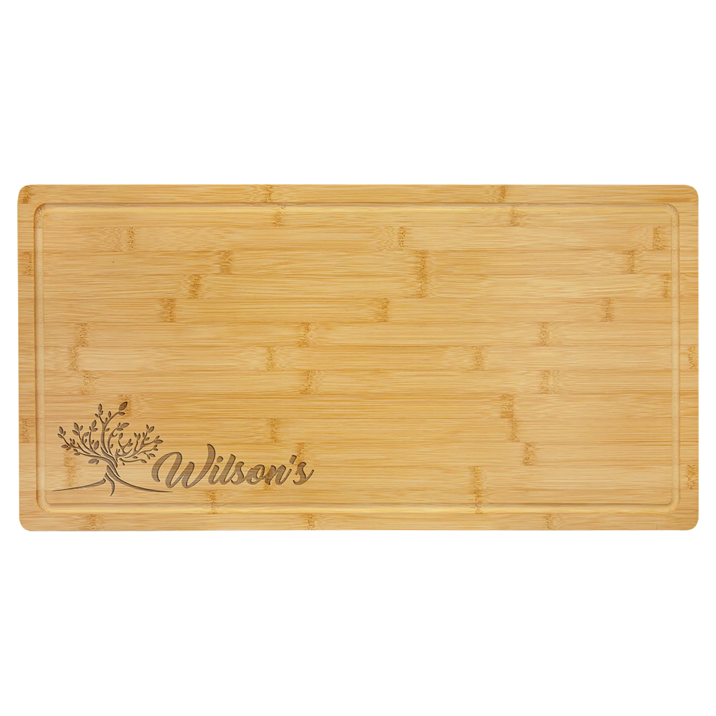 23.75" × 12" Bamboo Cutting Board with Drip Ring (bamboo) — custom laser engraved — ECHIPMUNK