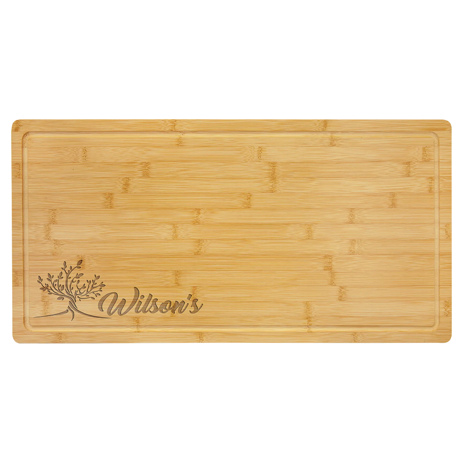 23.75" × 12" Bamboo Cutting Board with Drip Ring (bamboo) — custom laser engraved — ECHIPMUNK