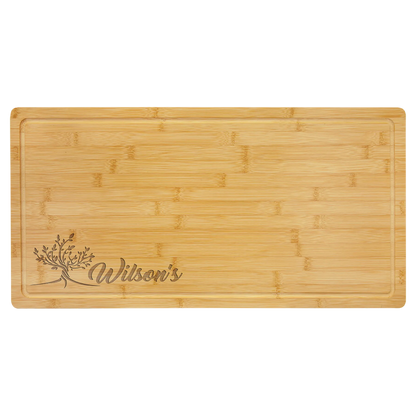 23.75" × 12" Bamboo Cutting Board with Drip Ring (bamboo) — custom laser engraved — ECHIPMUNK