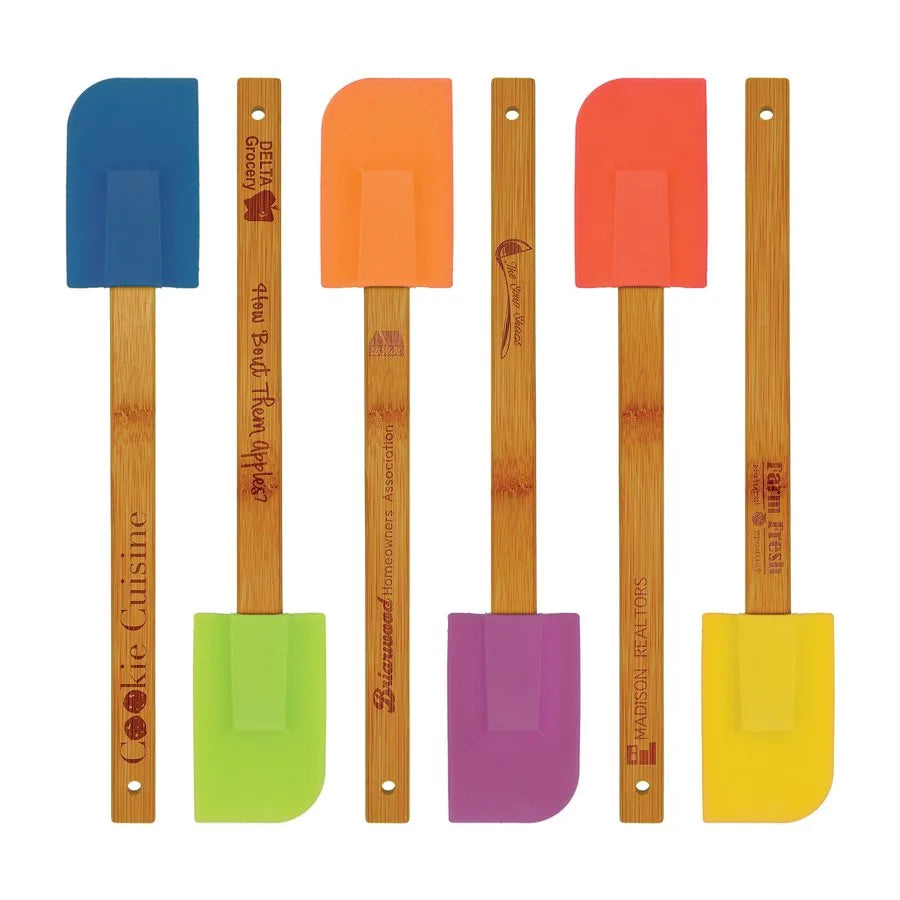 11.75" Silicone Spatula with Bamboo Handle (silicone & bamboo) — custom laser engraved — ECHIPMUNK