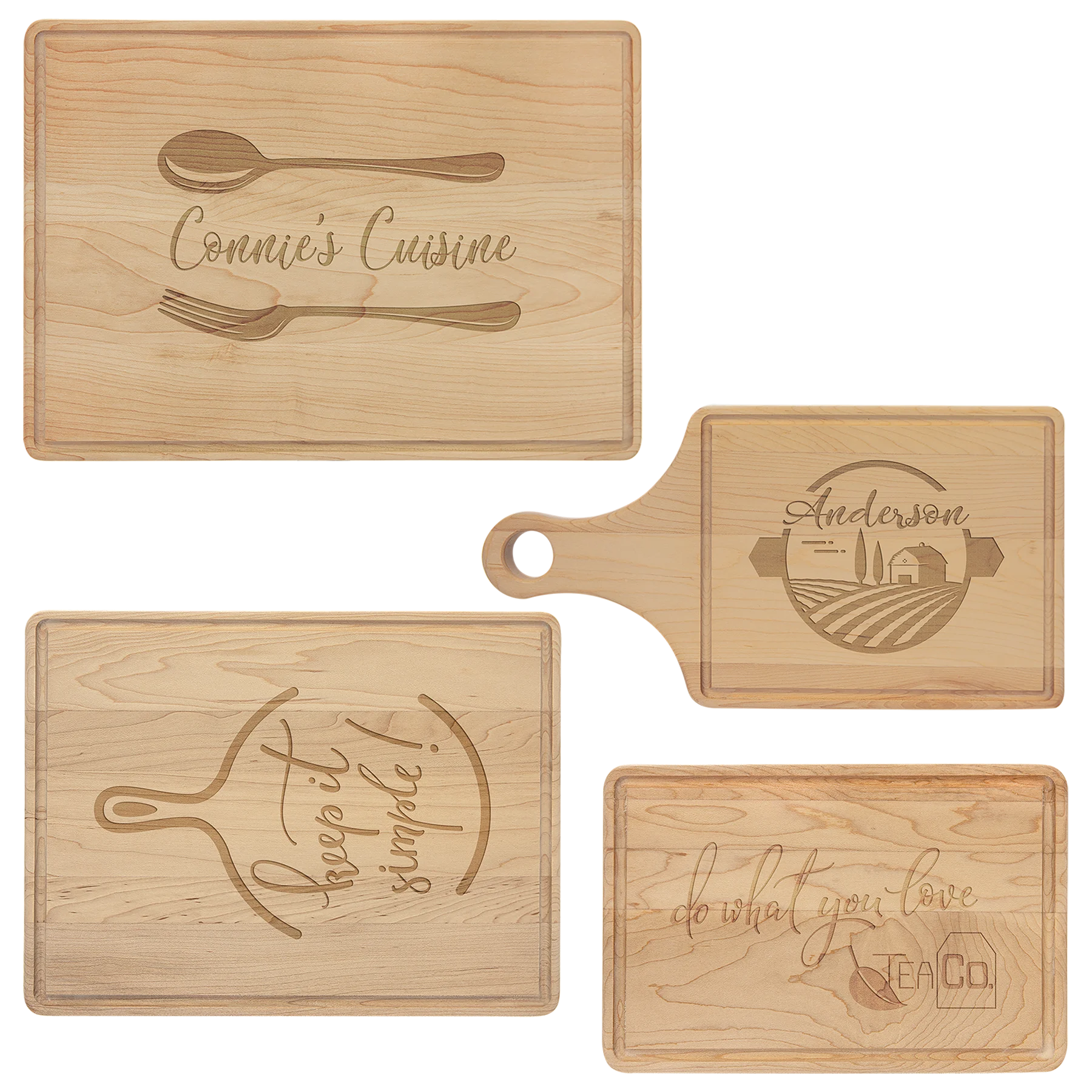 Maple Cutting Board with Drip Ring (maple) — custom laser engraved — ECHIPMUNK