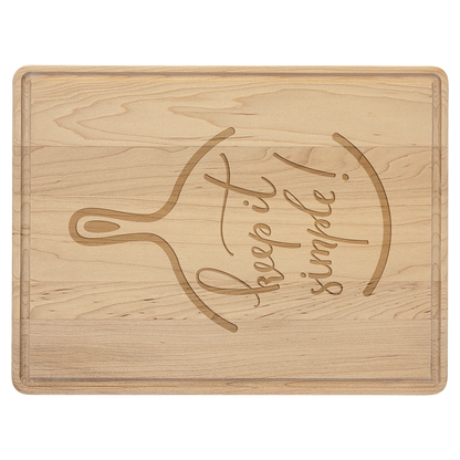 11.5" × 8.75" Maple Cutting Board with Drip Ring (maple) — custom laser engraved — ECHIPMUNK