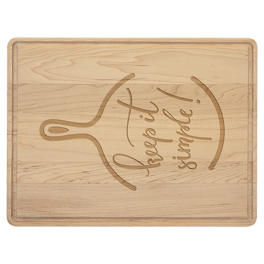 11.5" × 8.75" Maple Cutting Board with Drip Ring (maple) — custom laser engraved — ECHIPMUNK