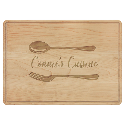 13.75" × 9.75" Maple Cutting Board with Drip Ring (maple) — custom laser engraved — ECHIPMUNK