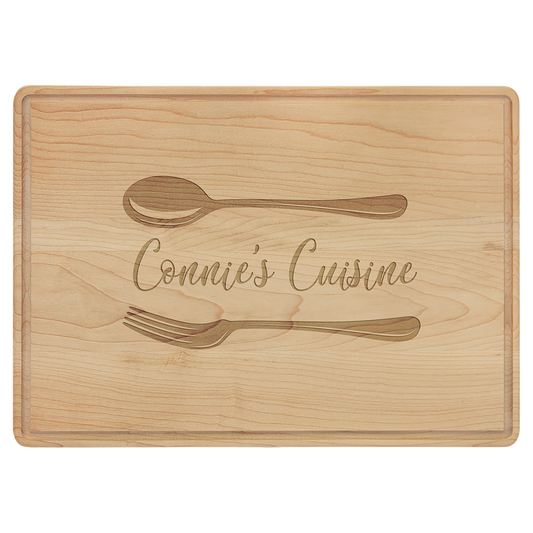 13.75" × 9.75" Maple Cutting Board with Drip Ring (maple) — custom laser engraved — ECHIPMUNK