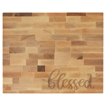 16" × 13" × 1.5" Maple Butcher Block Cutting Board (maple) — custom laser engraved — ECHIPMUNK