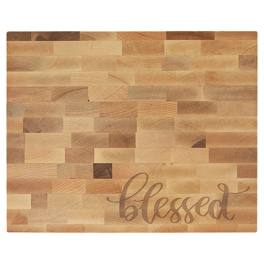 16" × 13" × 1.5" Maple Butcher Block Cutting Board (maple) — custom laser engraved — ECHIPMUNK