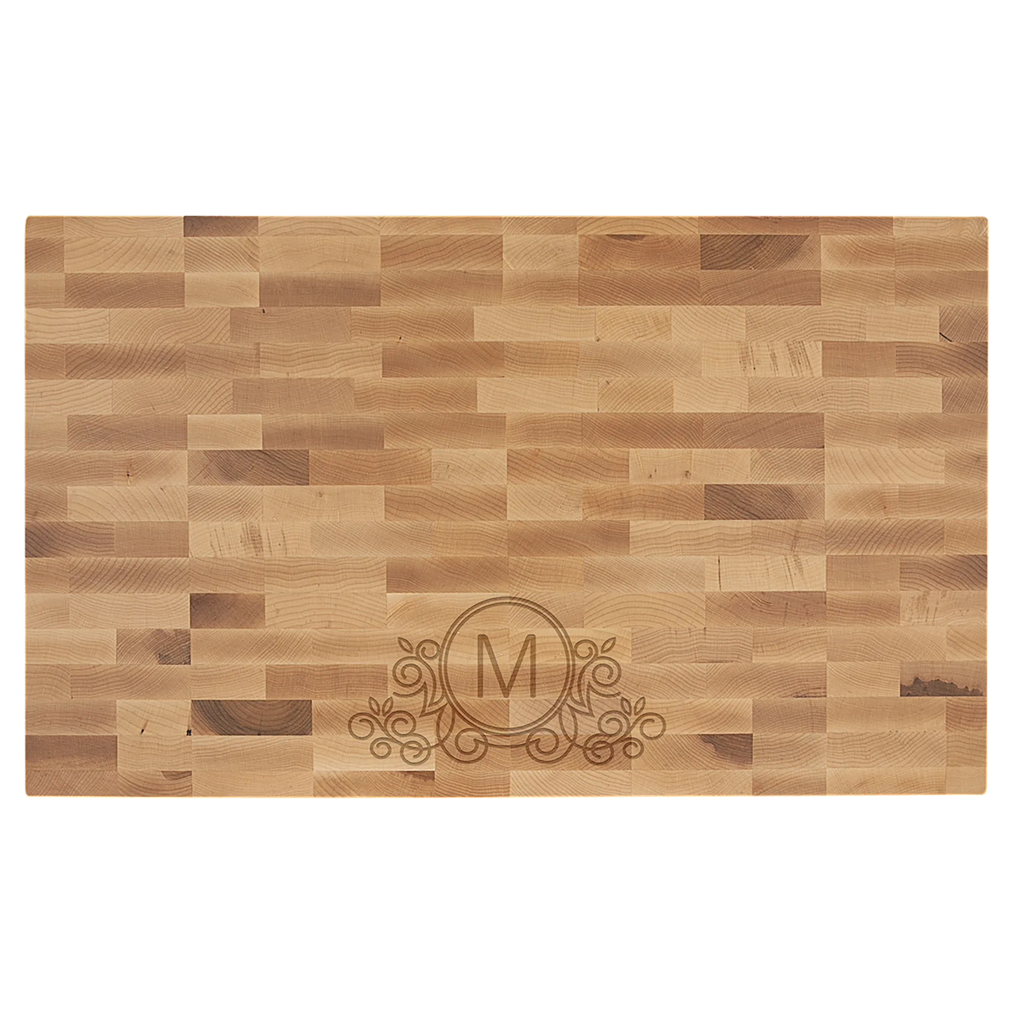 22" × 13" × 1.5" Maple Butcher Block Cutting Board (maple) — custom laser engraved — ECHIPMUNK