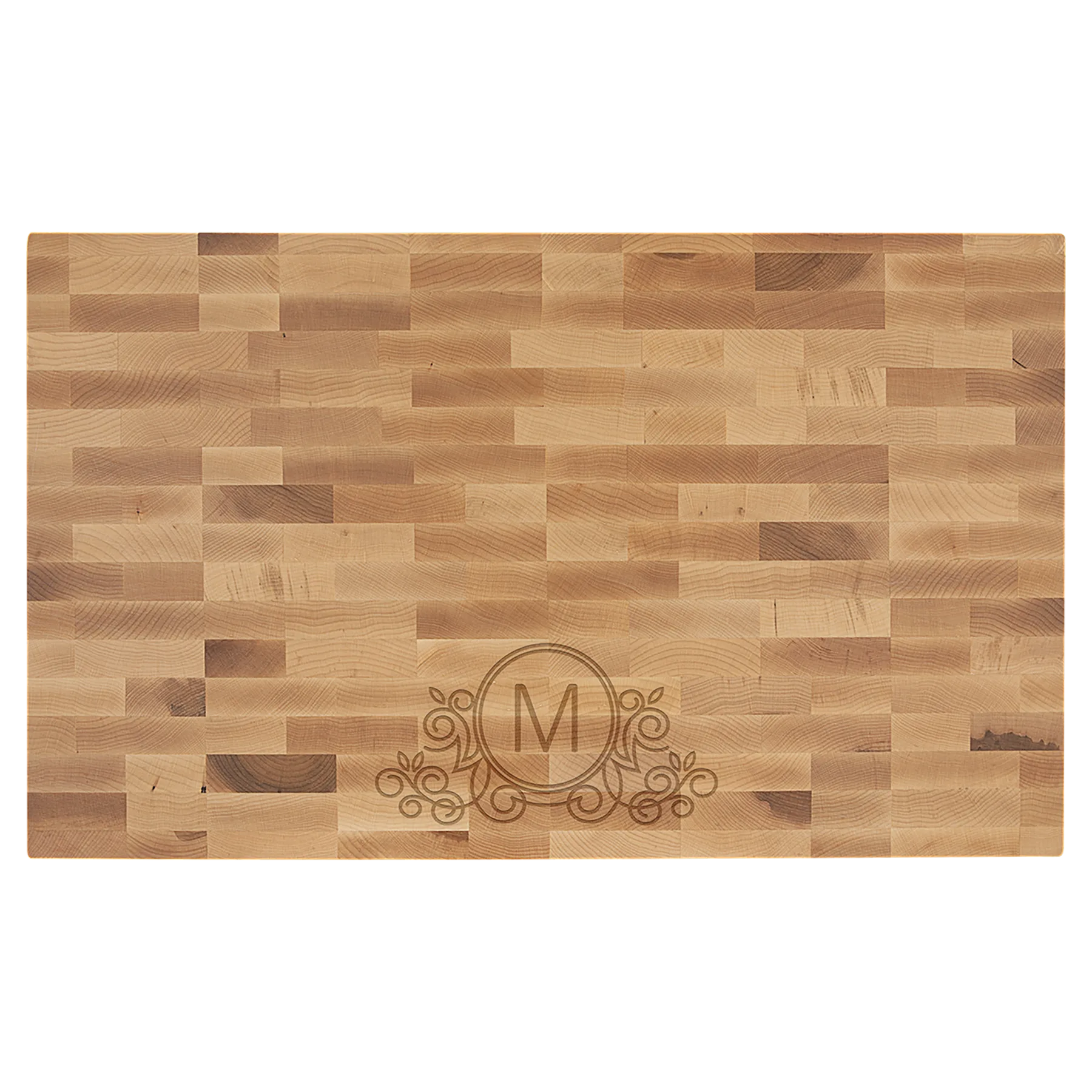 22" × 13" × 1.5" Maple Butcher Block Cutting Board (maple) — custom laser engraved — ECHIPMUNK